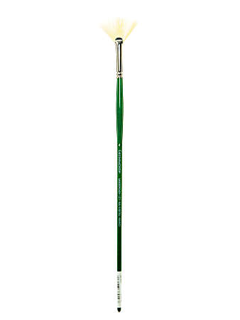 Grumbacher Gainsborough Oil And Acrylic Paint Brush, Size 4, Fan Bristle, Hog Hair, Green