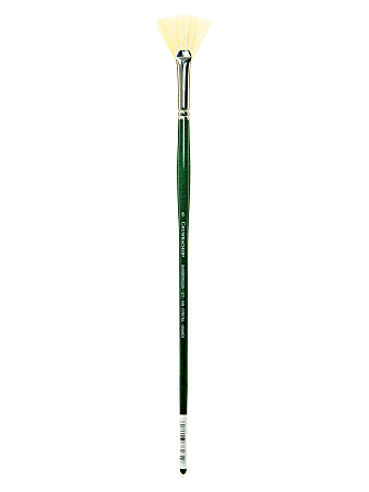 Grumbacher Gainsborough Oil And Acrylic Paint Brush, Size 6, Fan Bristle, Hog Hair, Green