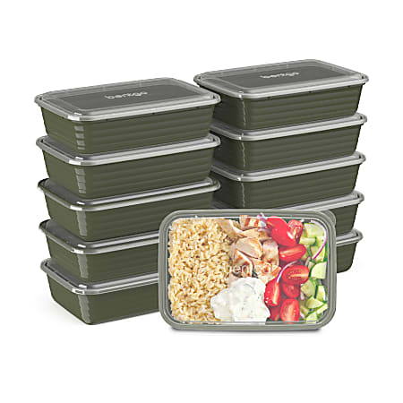 Meal Prep 3-Compartment Containers with Lids, 10-Pack