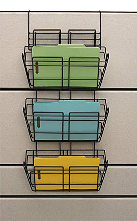 Panelmate Triple-File Basket Organizer, 15 1/2 x 29 1/2, Charcoal Gray