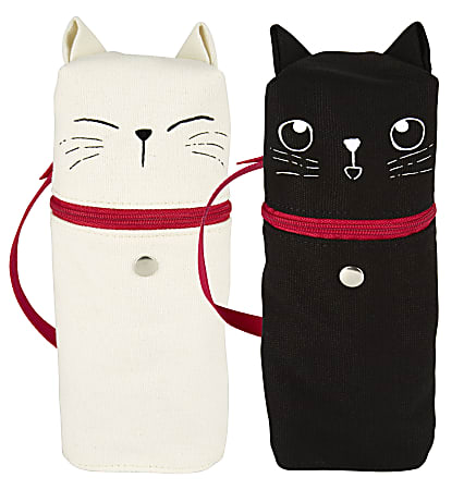Office Depot® Brand Canvas Cat Pencil Pouch, Assorted Colors