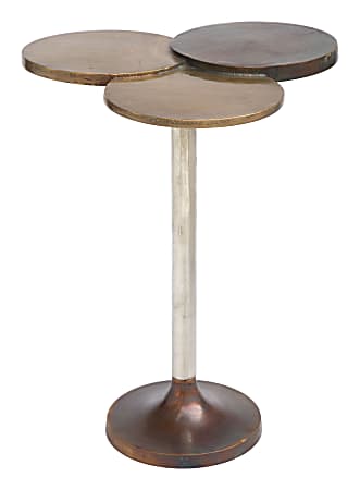 Zuo Modern Dundee Accent Table, Round, Antique Brass/Silver