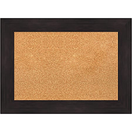 Amanti Art Rectangular Non-Magnetic Cork Bulletin Board, Natural, 30” x 22”, Furniture Espresso Plastic Frame
