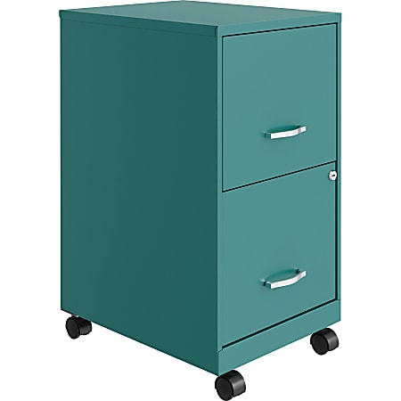 LYS Mobile File Cabinet 14.3 x 18 x 26.5 2 x Drawers for File Document Letter Vertical Glide Suspension Locking Drawer Mobility Pull Handle Teal Baked Enamel Steel Recycled Assembly Required Office De...