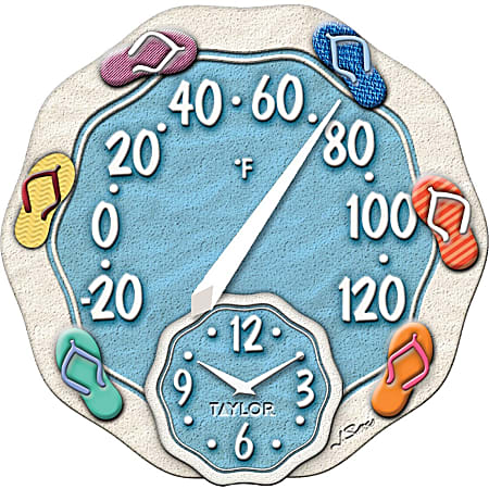Taylor 12 Flip Flop Indoor/Outdoor Wall Clock & Thermometer