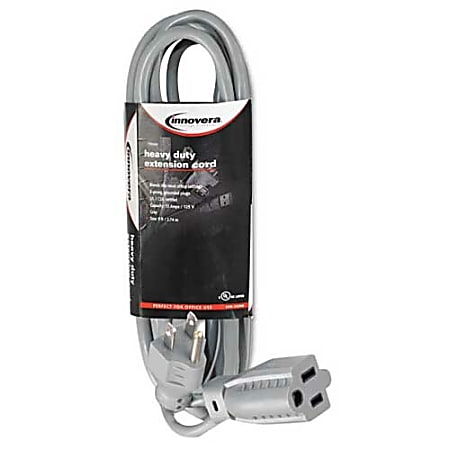 Innovera Power Extension Cord - 120 V AC / 13 A - Gray - 9 ft Cord Length - 1