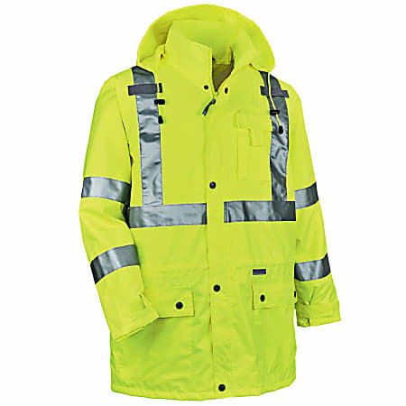 Ergodyne GloWear® 8365 Type R Class 3 High-Visibility Rain Jacket, X-Large, Lime