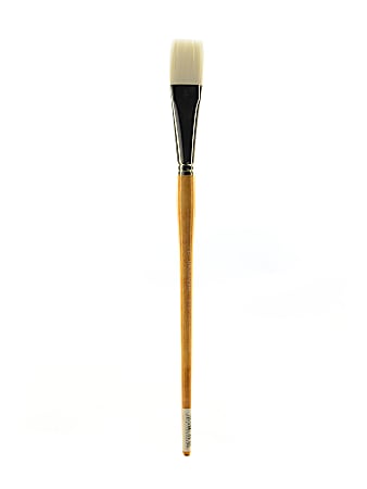 Grumbacher Bristlette Paint Brush, Size 12, Flat Bristle, Synthetic, Brown