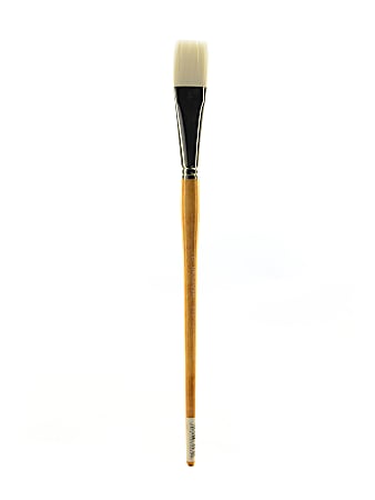 Grumbacher Bristlette Paint Brush, Size 12, Flat Bristle, Synthetic, Brown