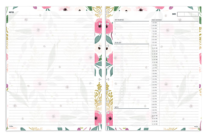 TUL® Discbound Undated Daily Refill Pages, Letter Size, 50 Sheets, Floral