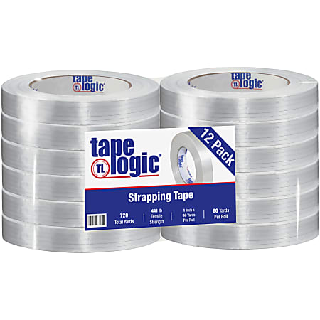 Tape Logic 1550 Strapping Tape, 1" x 60 Yd, Clear, Case Of 12 Rolls