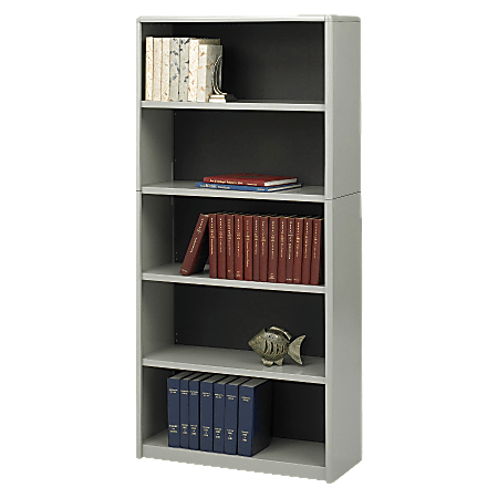 Safco® Value Mate® Steel Modular Shelving Bookcase, 5 Shelves, 67"H x 31-3/4"W x 13-1/2"D, Gray