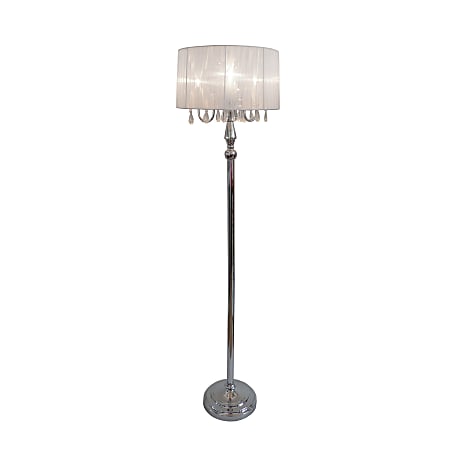 Elegant Designs Sheer Shade Floor Lamp, 61 1/2", White Shade/Chrome Base