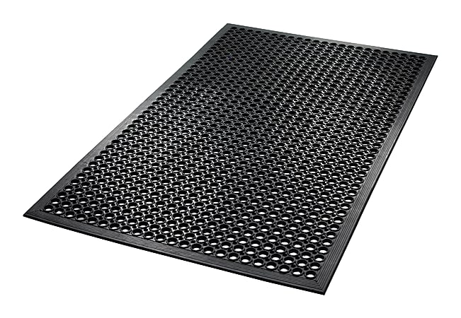 Crown SafeWalk-Light Antifatigue Drainage Mat, 36" x 60", Black