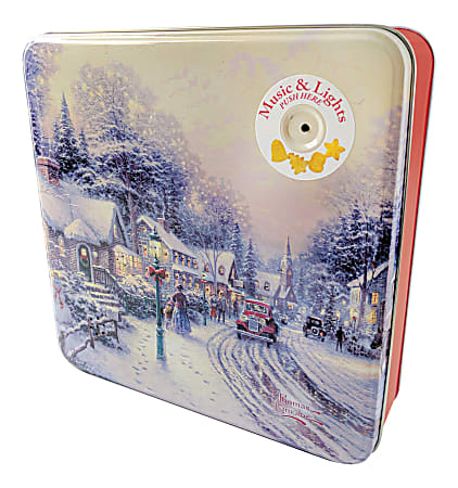 Original Gourmet Thomas Kinkade Musical Light-Up Sugar Cookie Tin