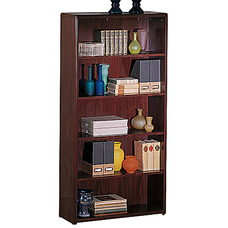 HON® 10700 Series™ Laminate Bookcase, 5 Shelves, 71"H x 36"W x 13 1/8"D, Henna Cherry