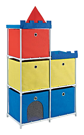 Altra™ Fabric Kids Storage Unit, Castle Theme, 5 Bins, 41"H x 25"W x 13"D, Multicolor