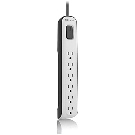Surge Protector, 6 AC Outlets, 4 ft Cord, 600 J, White