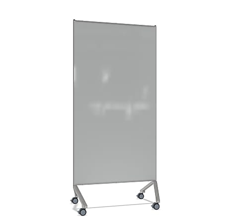 Ghent Pointe Non-Magnetic Dry-Erase Glassboard, 76-1/2” x 36-3/16”, Gray, Silver Metal Frame