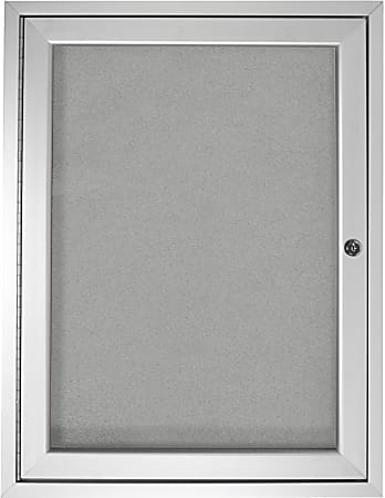 Ghent 1-Door Satin Aluminum Frame Enclosed Vinyl Bulletin Board, 24" x 18", Silver