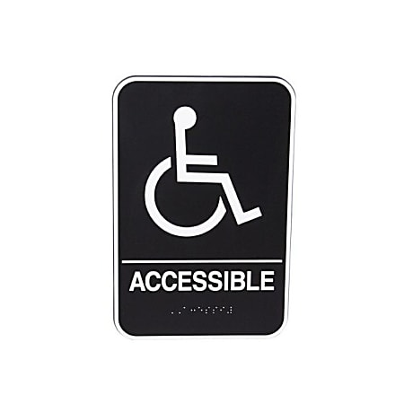 Vollrath Accessible Sign, 9" x 6", Black/White