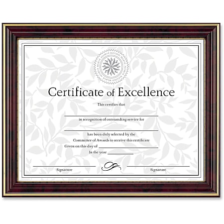 Dax Burns Group Border Design Document Frame - 11" x 8.50" Frame Size - Rectangle - Horizontal, Vertical - 1 Each - Mahogany, Gold, Gold