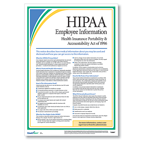 ComplyRight™ HIPAA Employee Information Poster, English, 17" x 24"