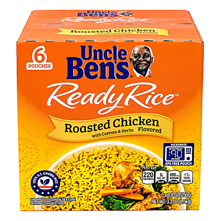 Uncle Ben's Ready Rice, Roasted Chicken, Case Of 6 Bags