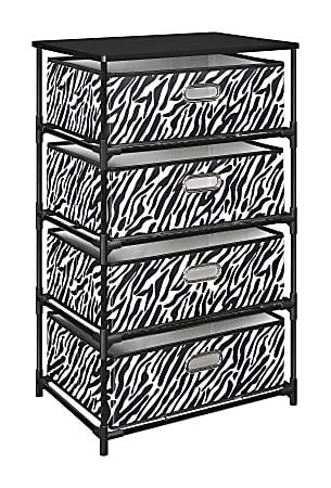 Ameriwood™ Home End Table Storage Unit, 4 Bins, Zebra Print