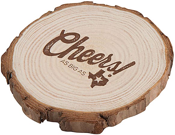 Custom Natural Wooden Coasters, 3-1/2" x 3/8", Set