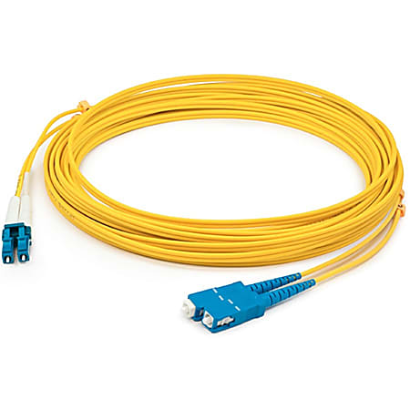 AddOn 10m LC (Male) to SC (Male) Yellow OS1 Duplex Fiber OFNR (Riser-Rated) Patch Cable - 100% compatible and guaranteed to work