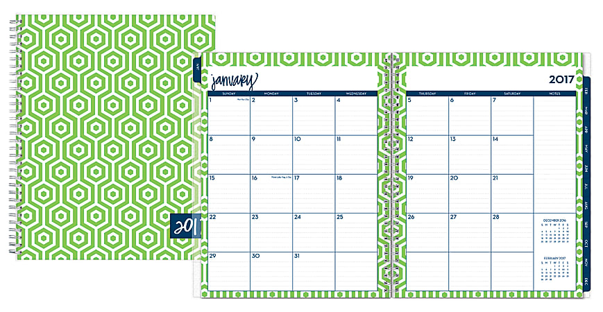 Dabney Lee For Blue Sky™ Planner, Weekly/Monthly, 8 1/2" x 11", 50% Recycled, Hexagon, January to December 2017