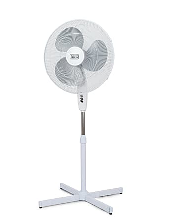 Black+Decker Pedestal Fan, 52”H x 27-5/8”W x 27-5/8”D, White