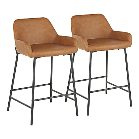 LumiSource Daniella Counter Stools, Black/Camel, Set Of 2 Stools