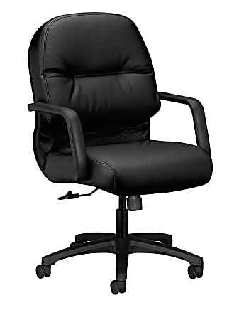 HON® Pillow-Soft® Bonded Leather Mid-Back Chair, Black