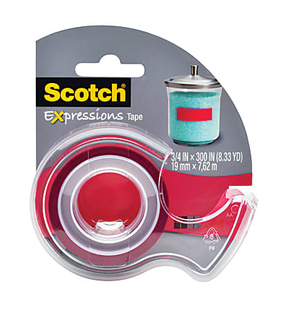 Scotch® Expressions Magic Tape With Dispenser, 3/4" x 300", Red