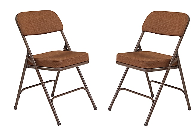 National Public Seating 3200 Series Folding Chairs, Antique Gold/Brown, Set Of 2 Chairs