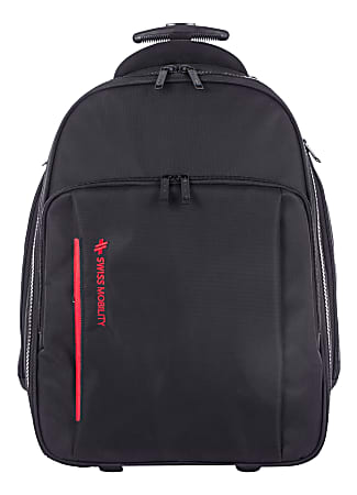 Swiss Mobility Stride Business Backpack On Wheels With 15.6" Laptop Pocket, Black