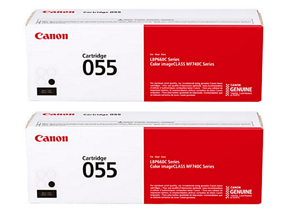 Canon Genuine 055 Black Toner Cartridges, Pack Of 2 Cartridges
