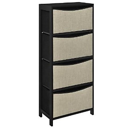 Altra™ Smile Storage Unit, 4 Fixed Bins, 48"H x 19"W x 10"D, Black/Tan