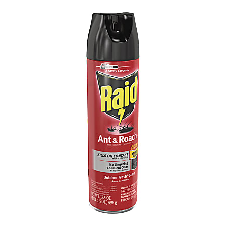 Raid Ant & Roach Killer Spray - Spray - Kills Cockroaches, Ants, Silverfish, Water Bugs, Palmetto Bug, Carpet Beetle, Earwig, Spider, Lady Beetle, Black Widow Spider - 1.09 lb - Red - 2 / Pack Raid Ant & Roach Killer Spray - Spray - Kills Cockroaches, Ants, Silverfish, Water Bugs, Palmetto Bug, Carpet Beetle, Earwig, Spider, Lady Beetle, Black Widow Spider - 1.09 lb - Red - 2 / Pack