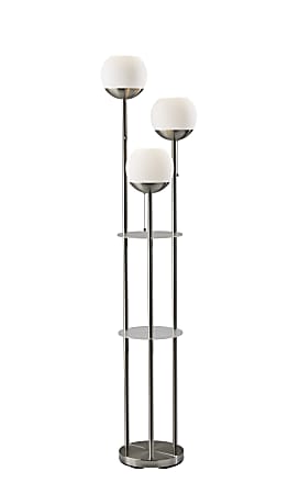Adesso® Bianca Shelf Floor Lamp, 63”H, Brushed Steel/White Opal Glass