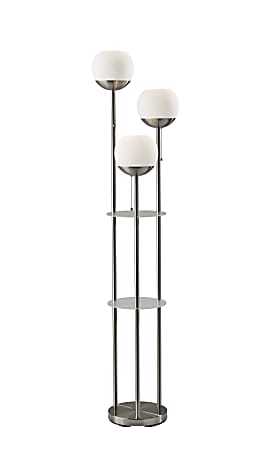 Adesso® Bianca Shelf Floor Lamp, 63”H, Brushed Steel/White