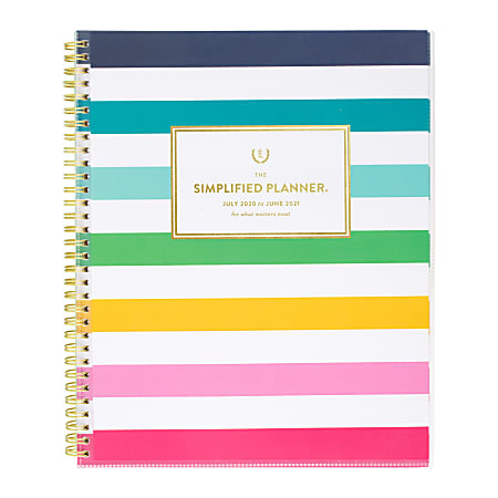 AT-A-GLANCE® Emily Ley Simplified Academic Weekly/Monthly Planner, 8-1/2" x 11", Happy Stripe, July 2020 to June 2021, EL400-901A  
