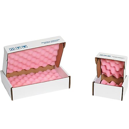 Office Depot® Brand Antistatic Foam Shippers, 12"H x 12"W x 2 3/4"D, Pink/White, Case Of 24