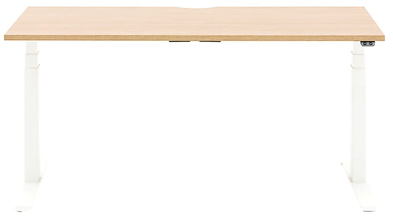 Allermuir Slide Electric Height-Adjustable Standing Desk, 29"H x 60"W x 30"D, Oak/White