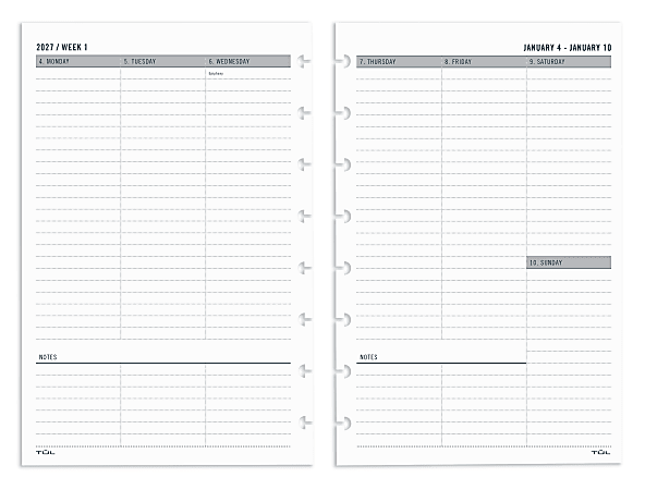 2027 TUL® Weekly Planner Refill Pages Set, Junior Size, January To December, Total Qty 1