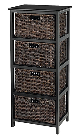 Realspace 4 Drawer Wood Storage Cabinet, Black