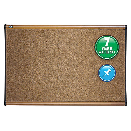 Quartet® Select Prestige™ Color Cork Bulletin Board, 24" x 36", Aluminum Frame With Maple Finish