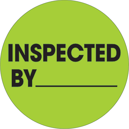 Tape Logic® Preprinted Special Handling Labels, DL1266, Inspected By, Round, 2", Fluorescent Green, Roll Of 500